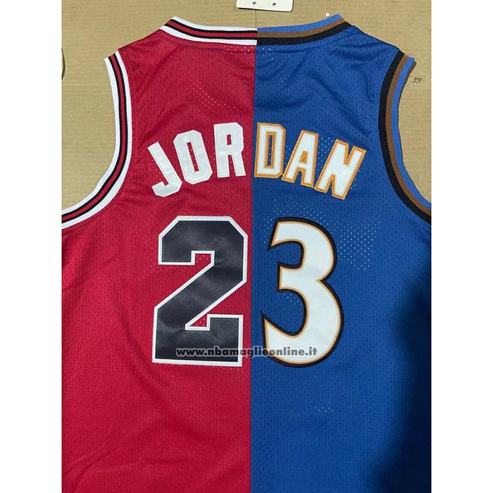 Maglia Chicago Bulls Washington Wizards Michael Jordan #23 Split Blu Rosso